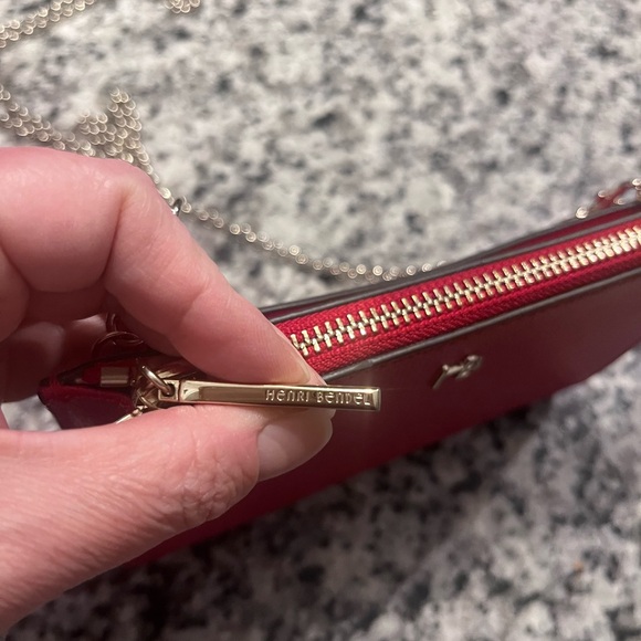 Henri Bendel Red Leather Chain Wristlet / Crossbody